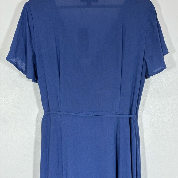 NWT Lulus Heart Of Marigold Wrap Maxi Dress Fluttering Sleeves Blue Sz L - Picture 7 of 16